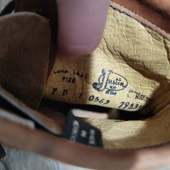 Justin Combat Boots Leather Lace Up Booties Brown Womens Sz 7B - Picture 5 of 6